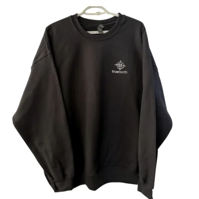 Black Crewneck Sweater, White Logo